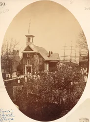 Gloria Dei (Old Swedes) Church, Swanson Street nära Christian, Philadelphia, PA, 1854 (salttryck)
